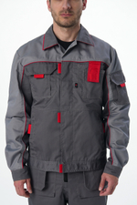 Костюм Драга-1 (тк.Смесовая МВО,240) брюки, т.серый/св.серый/красный