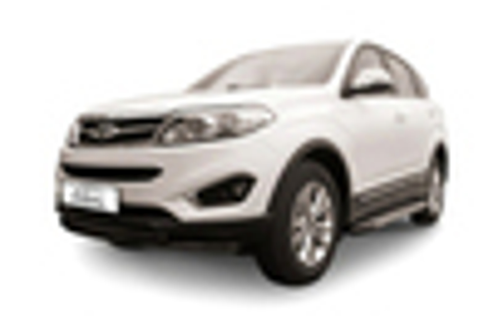 Защита переднего бампера d57+d42 двойная  Arbori нерж. сталь для CHERY Tiggo 3 2017-нв