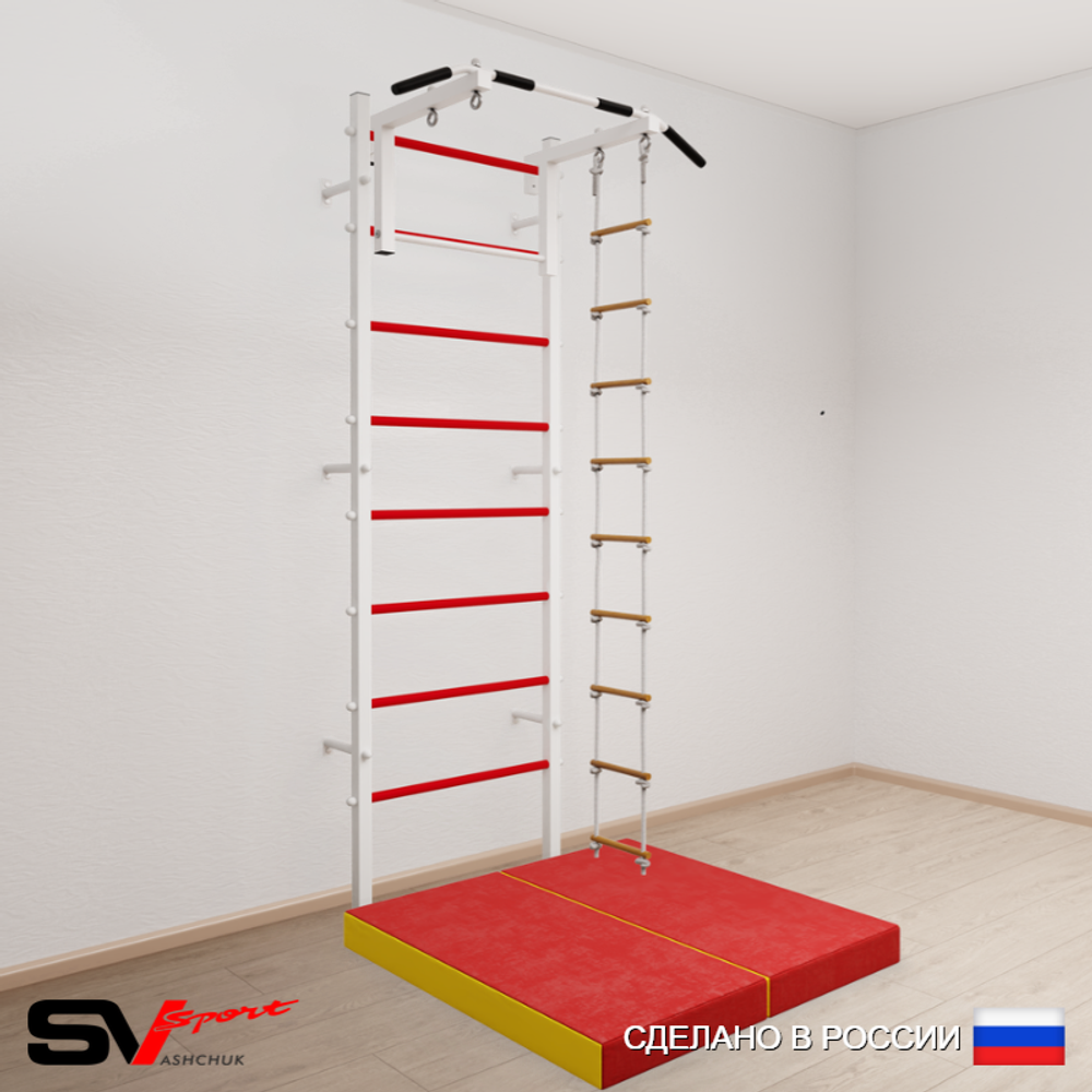 Шведская стенка Sv Sport 5114 (Турник стандарт/Лестница/Мат 1м)
