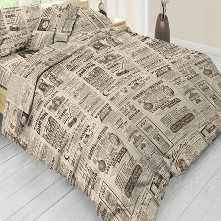 Комплект постельного белья "ВЛ. ГАЗЕТА 9908", бязь, 100% хлопок, Россия.