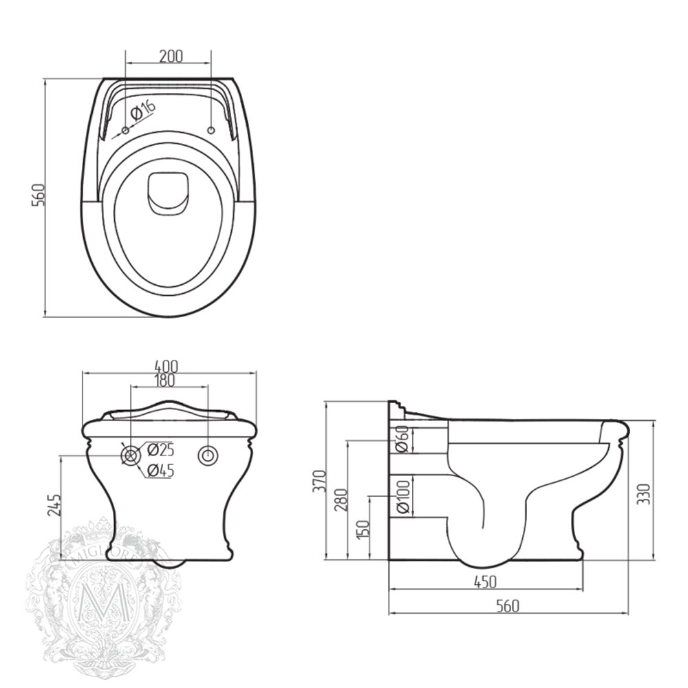 Унитаз подвесной Migliore Milady ML.MLD-25.740.D3.BR