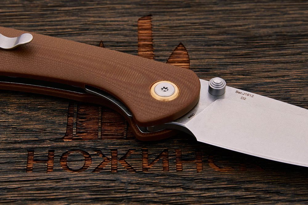 Нож складной CJRB Feldspar, клинок 89мм, сталь D2, рукоять G10 коричневый