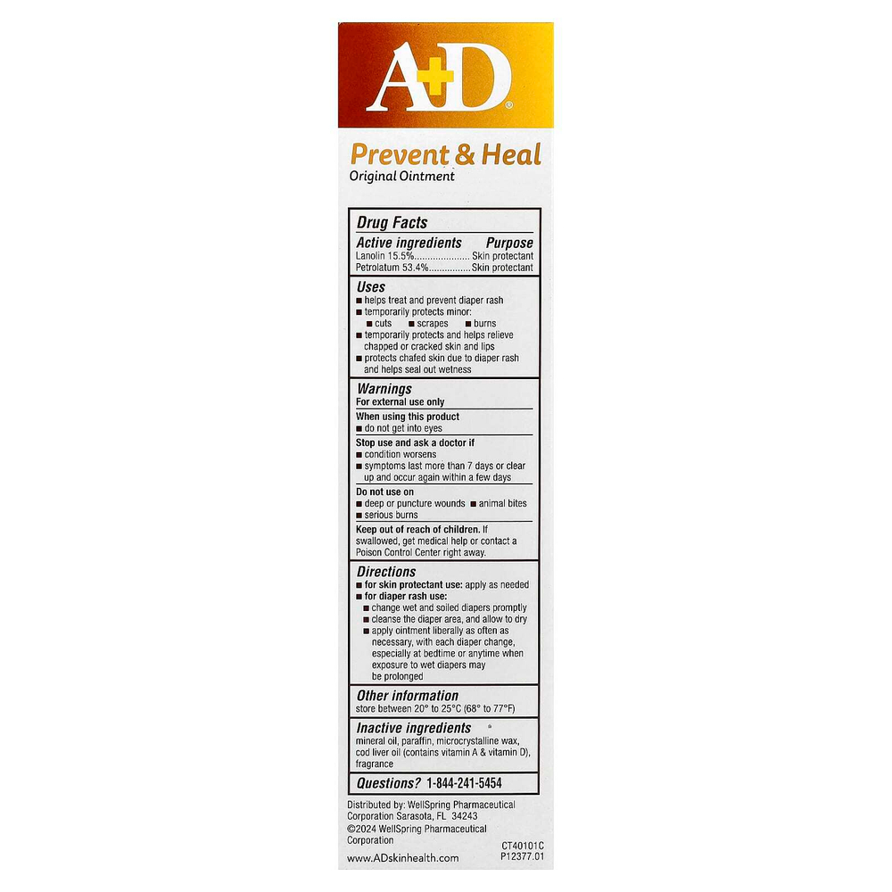A+D, Prevent & Heal Original Oint, мазь от опрелостей и средство для защиты кожи, 113 г (4 унции)