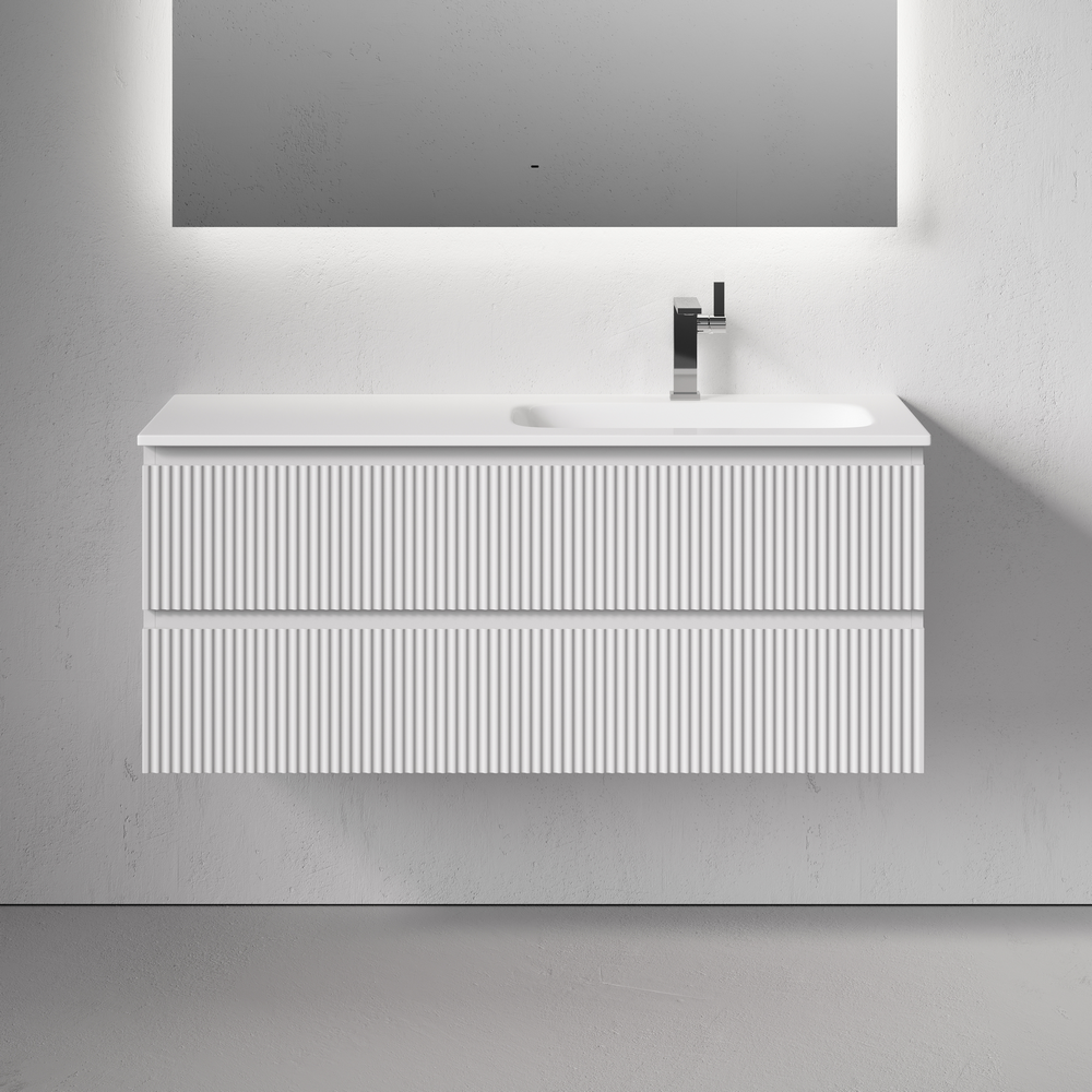 Тумба подвесная SANCOS Snob R правая 1195х445х500, c двумя ящиками оснащенными доводчиками, Bianco, арт.SNR120RW