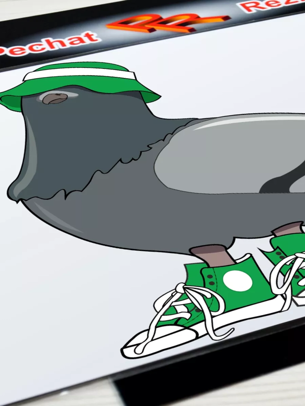 Наклейка - Голубь в панамке