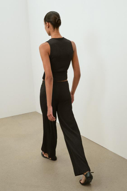 ZARA БРЮКИ ПРЯМОГО КРОЯ ИЗ РЕЛЬЕФНОЙ ТКАНИ, ЧЕРНЫЙ