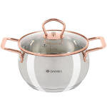 Кастрюля нерж, 1.8 л, крышка стекло, Daniks, Карлин, GS-01332G-16, индукц