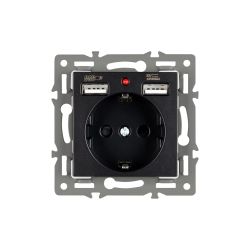 Механизм розетки с USB зарядкой SCT-MUAA-PL-BK (250V, 16A) (Arlight, -) 043734