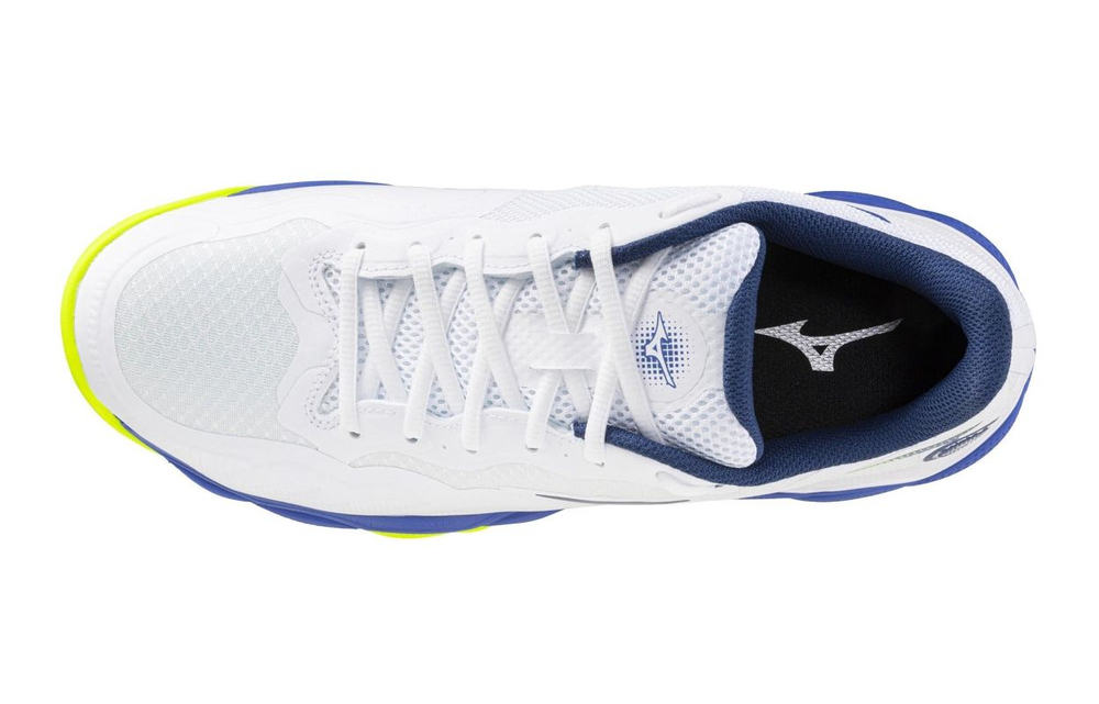 Мужские теннисные кроссовки Mizuno Wave Enforce Court AC - white/dazzling blue/light yellow