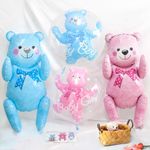 Шар (24"/60 см) Круг, Медвежонок (девочка), Прозрачный