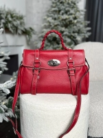 Женская сумка-портфель из натуральной кожи красного цвета