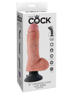 Вибромассажер со съёмной присоской 8  Vibrating Cock with Balls - 20,3 см.