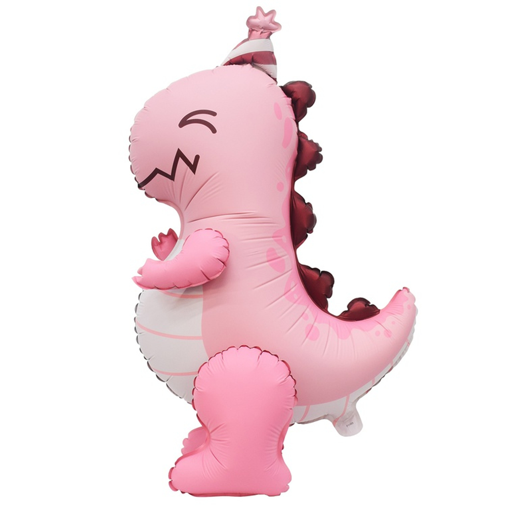 Шар Фольгированный Динозавр розовый в колпаке (Розовый)