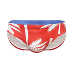 Красные мужские плавки-брифы с принтом в виде пальм (Размер: XXL) (Цвет: красный)