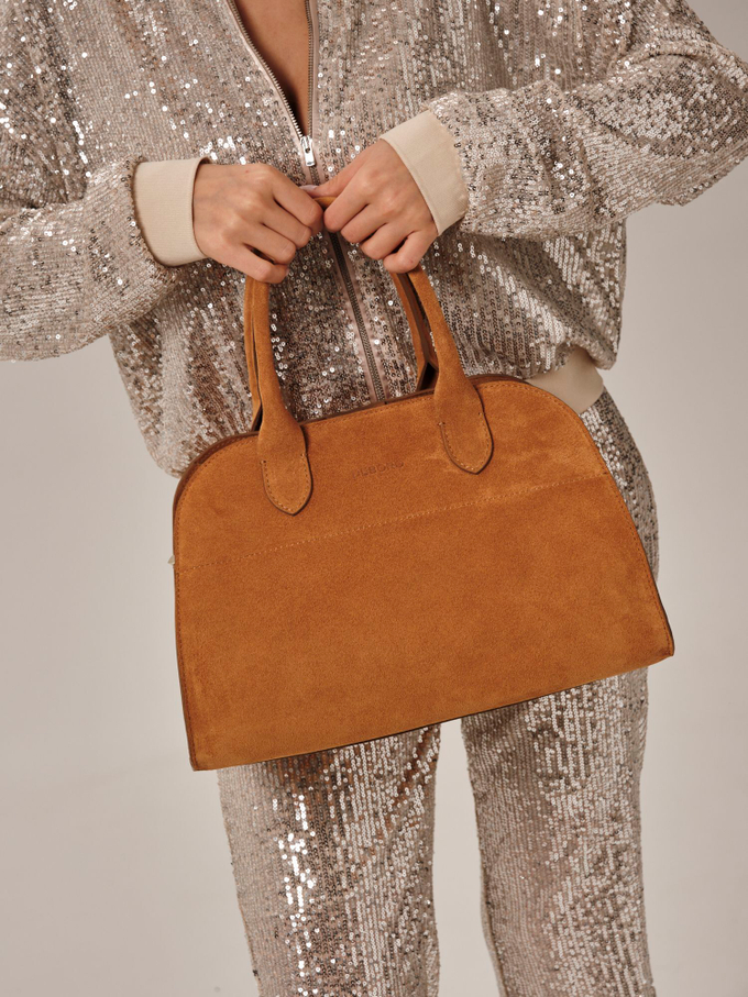 Сумка замшевая желто-коричневая