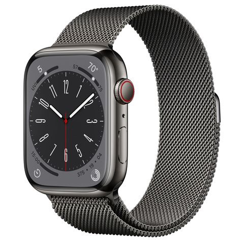 Умные часы Apple Watch Series 8 45 мм из стали цвета «графит», миланский сетчатый браслет