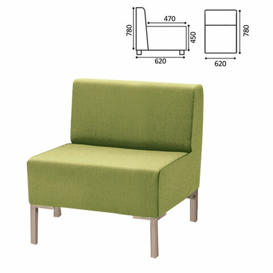 Кресло мягкое "Хост" М-43, 620х620х780, без подлокотников, экокожа, светло-зеленое