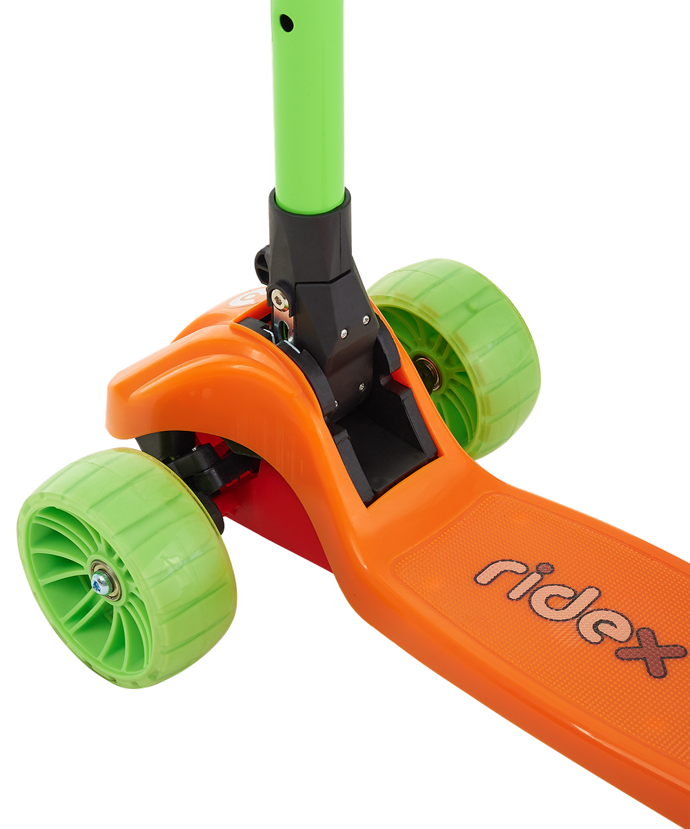 Самокат детский 3-х колесный RIDEX Juicy, 120/80 мм, оранжевый/зеленый
