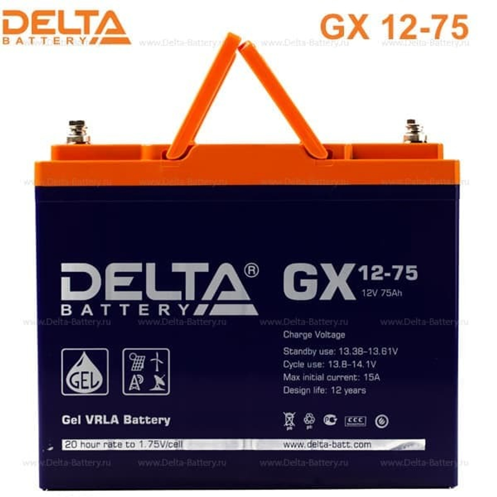 Аккумуляторная батарея Delta GX 12-75 (12V / 75Ah)