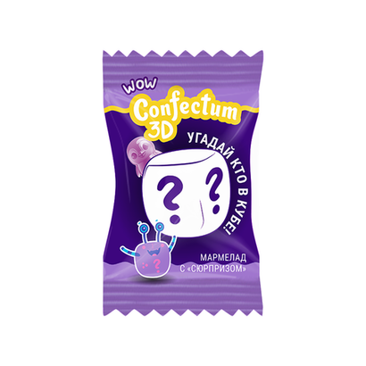 Жевательные мармеладные конфеты Confectum Funny 3D в форме куба со вкусом винограда, клубники, манго, 500 гр х 12 шт