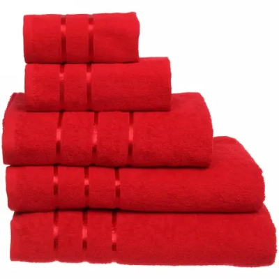 Полотенце махровое 100*150см «LUNA» цвет красный 02050 плотность 360гр/м2 с петелькой-подвесом