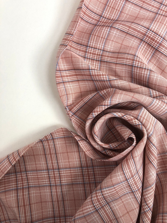 Костюмная принт клетка, розовый