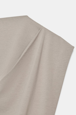 ZARA ТОП ИЗ ХЛОПКА С ДРАПИРОВКОЙ, СЕРО-СИНИЙ