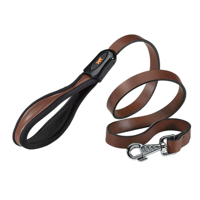 Поводок giotto g25/120 кожаный с эргономичной ручкой, коричневый