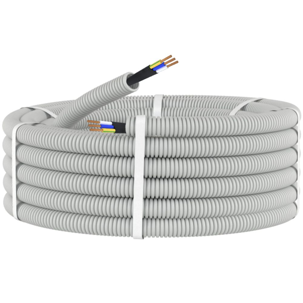 Кабель силовой ВВГпнг(А)-LS,3х2,5мм² ГОСТ в ПВХ гофре, 20мм, 100 м ...