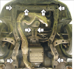 Усиленная защита Motodor картера двигателя, кпп. 2 мм, сталь. для Subaru Forester 2002-2005,Subaru Forester 2005-2008 арт.02208