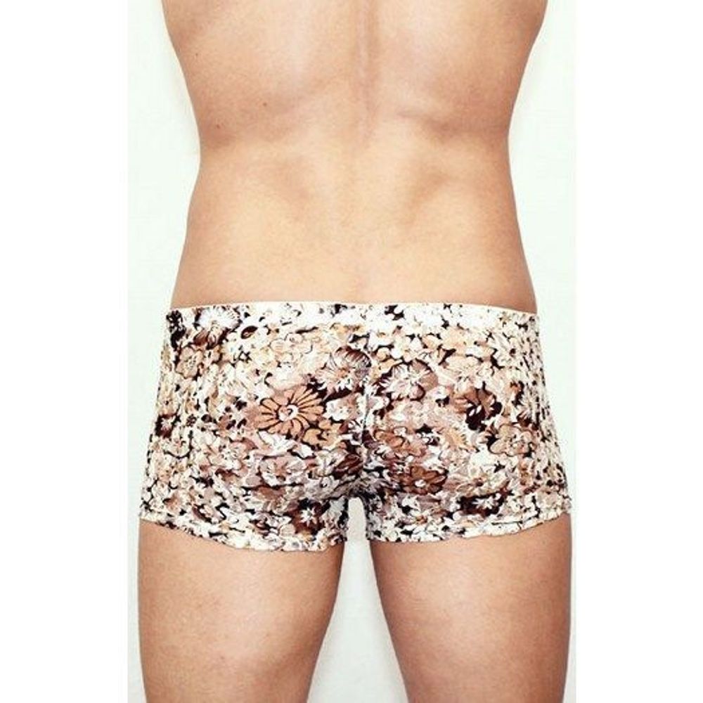 Мужские трусы боксеры бежевые с цветами Romeo Rossi Boxer RR00228