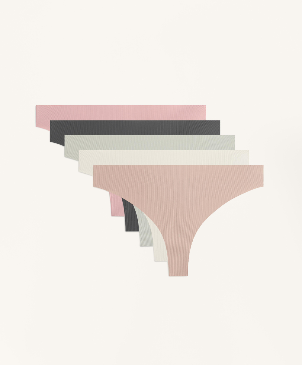 OYSHO Набор из пяти трусиков-стрингов из полиамидной смеси, антрацитовый меланж