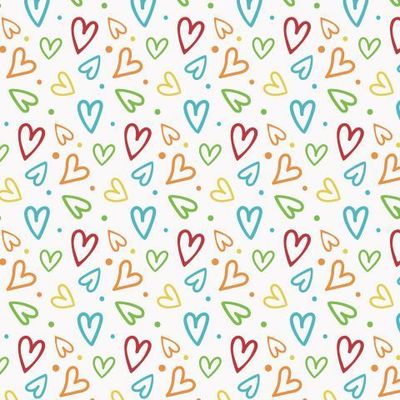 Яркие цветные сердечки с горошком