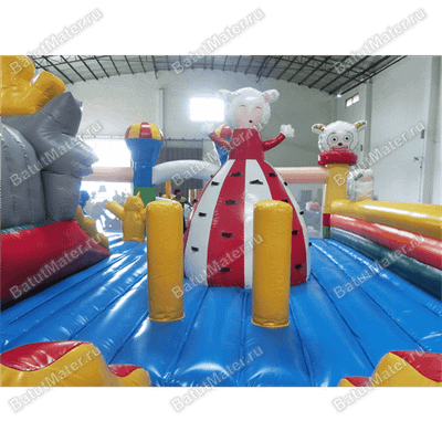 Надувной батут с крышей "Злой страшный серый волк"