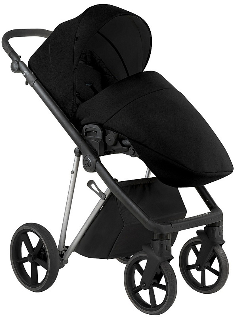 Детская коляска Roan Sol Vintage Luxury 2.0 3 в 1 с автокреслом Tutis Elo Lux EduSky Grey VIN 05/CB Caviar Black/Nickel/руч.Black