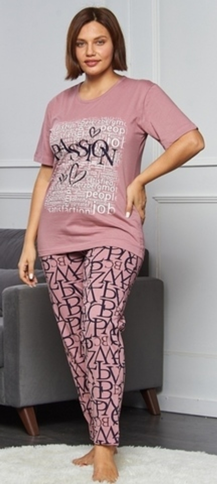 Пижама женская штаны+футболка к/р П0006 велик