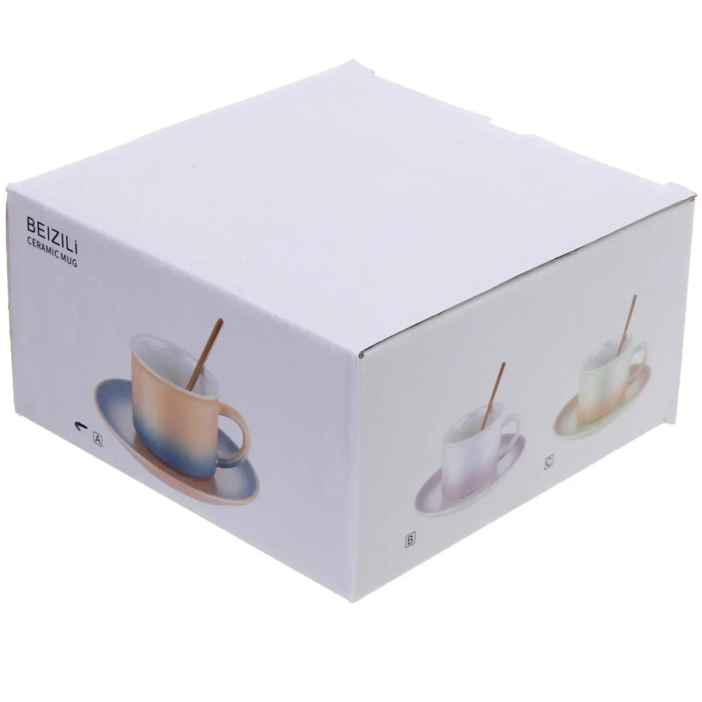 Чайная пара «Северное сияние» (кружка 230мл, блюдце, ложка) оранжевый