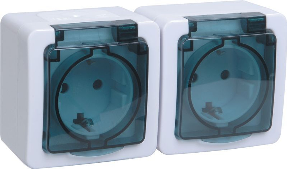 Розетка 2-местная для открытой установки РСб22-3-ГПБд с заземлением IP54 ГЕРМЕС PLUS  IEK