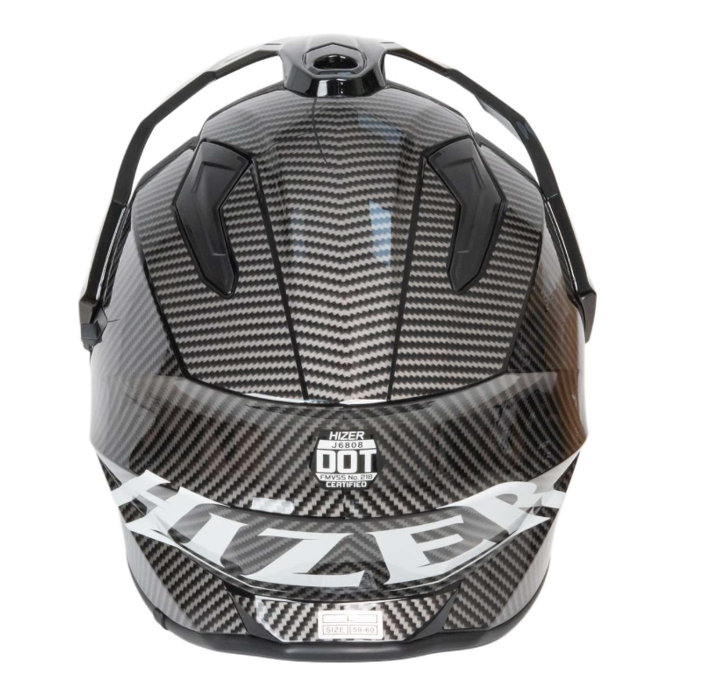 Шлем мото мотард HIZER J6808 №4 (XXL) carbon (2 визора)