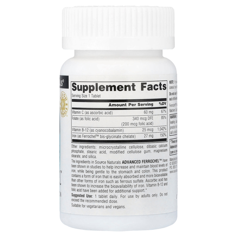 Source Naturals, Advanced Ferrochel™, 90 таблеток