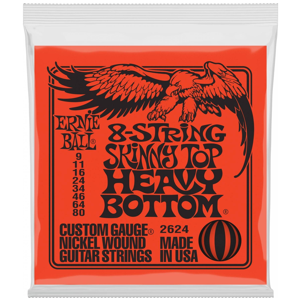 ERNIE BALL 2624 Nickel Wound Slinky Skinny Top Heavy Bottom 9-80 - Струны для 8 струнной электрогитары