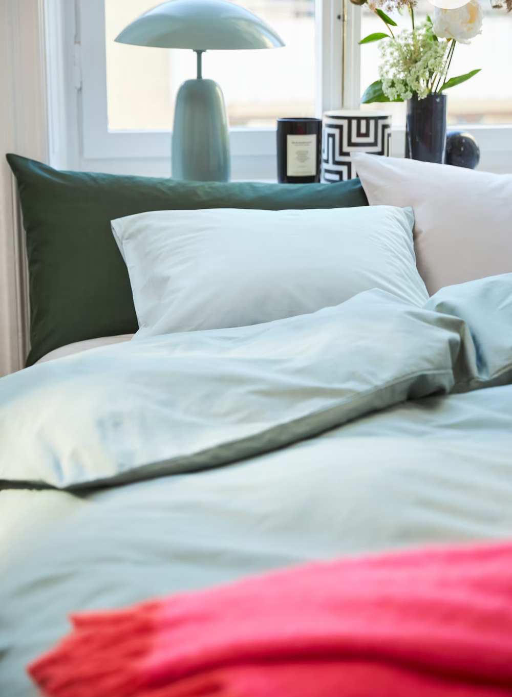 H&M Хлопковое двойное постельное белье, зеленый