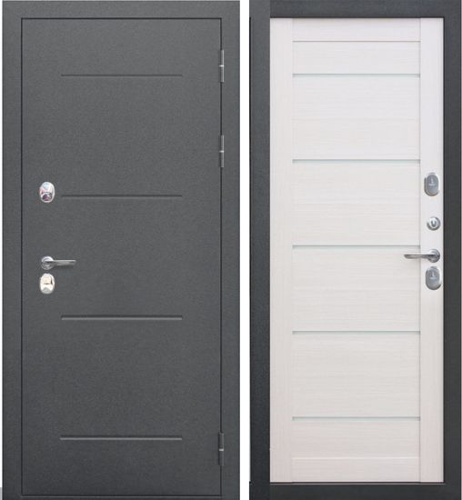 Дверь металлическая 11 см ISOTERMA серебро/лиственница беж Царга