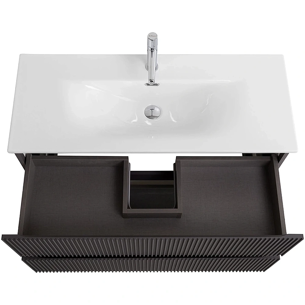 Тумба с раковиной BelBagno 100 UNO-MINI-1000-2C-SO-GSO+BB-8099-3-100 темно-серая матовая