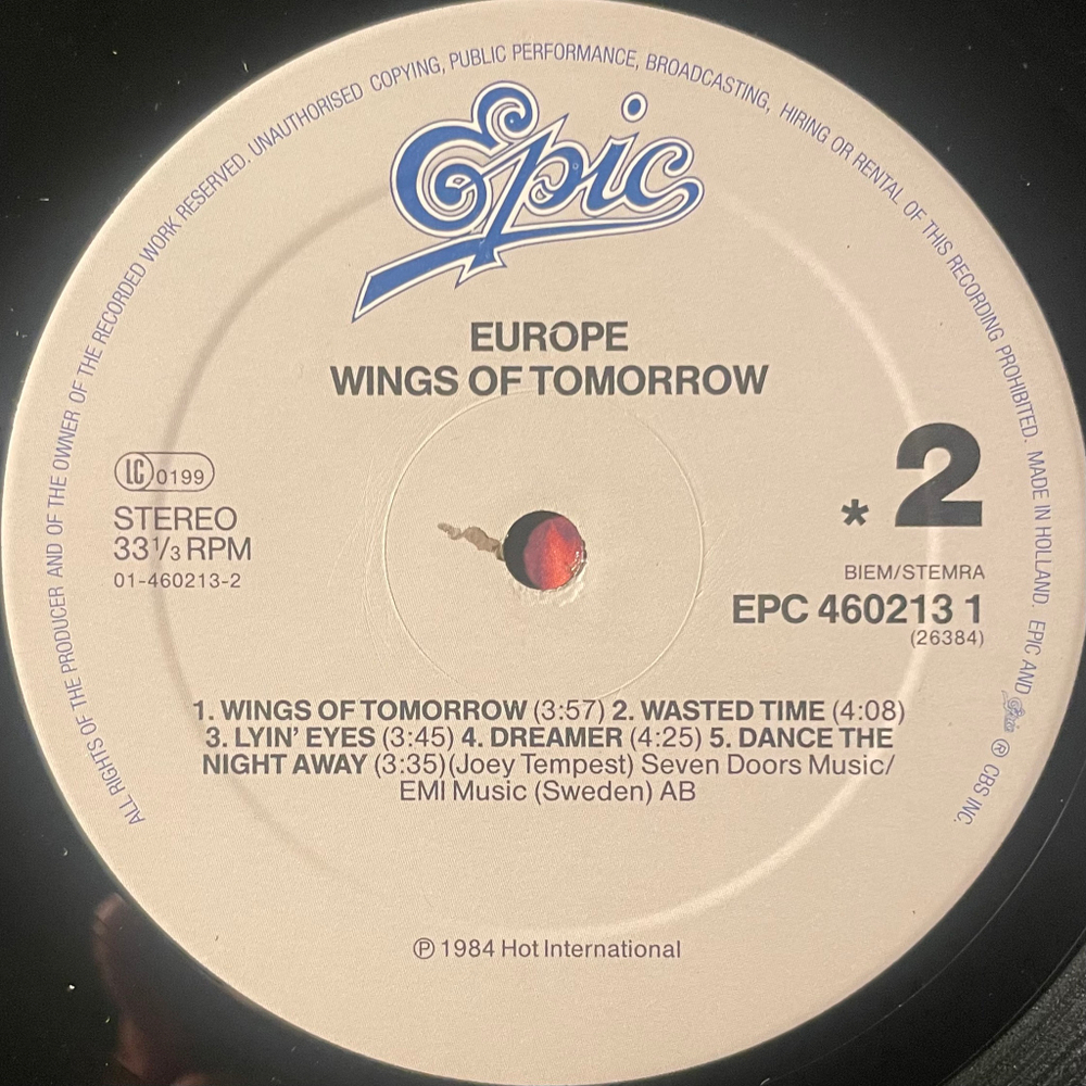 Europe - Wings Of Tomorrow (Голландия 1987г.)