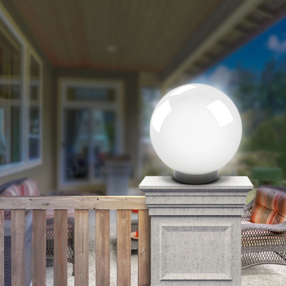 Садово-парковый светильник ЭРА НТУ 02-60-201 шар опаловый призма на опору / кронштейн IP44 Е27 max60Вт d200mm | Садово-парковые светильники