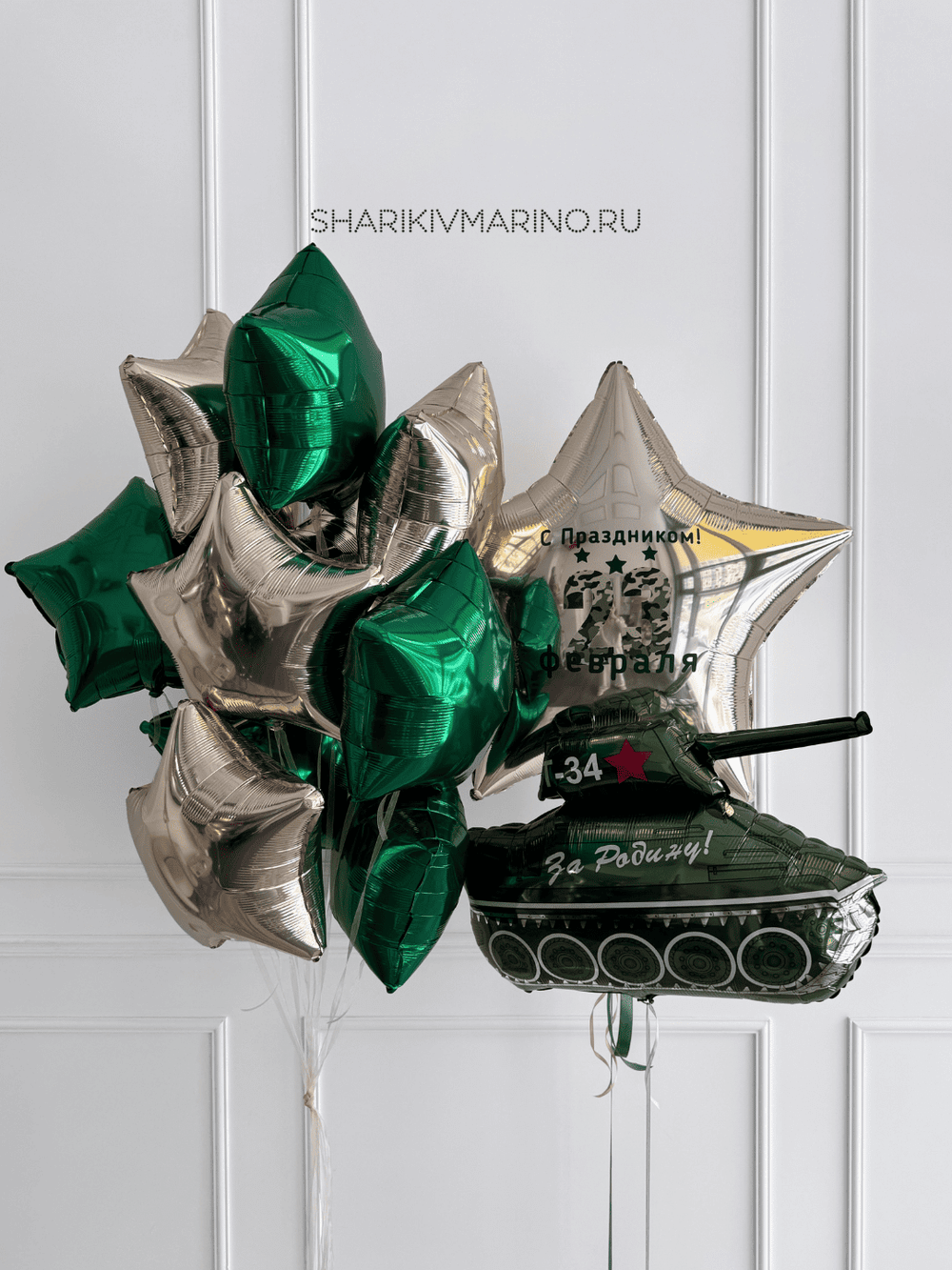 Патриотическая композиция из шаров с танком — торжественный декор к 23 февраля!