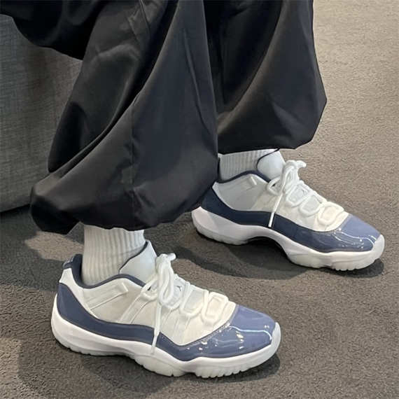 Jordan Air Jordan 11 RETRO Детские баскетбольные кроссовки Низкие Белый и синий цвет Унисекс