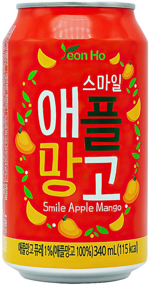 Газированный напиток Yeon Ho Smile Apple Mango &quot;Яблоко и Манго&quot; 0.34 - банка