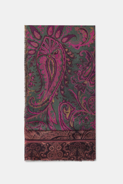 ZARA ШАРФ С ПРИНТОМ ИЗ СМЕСИ МОДАЛА, БУРГУНДИ